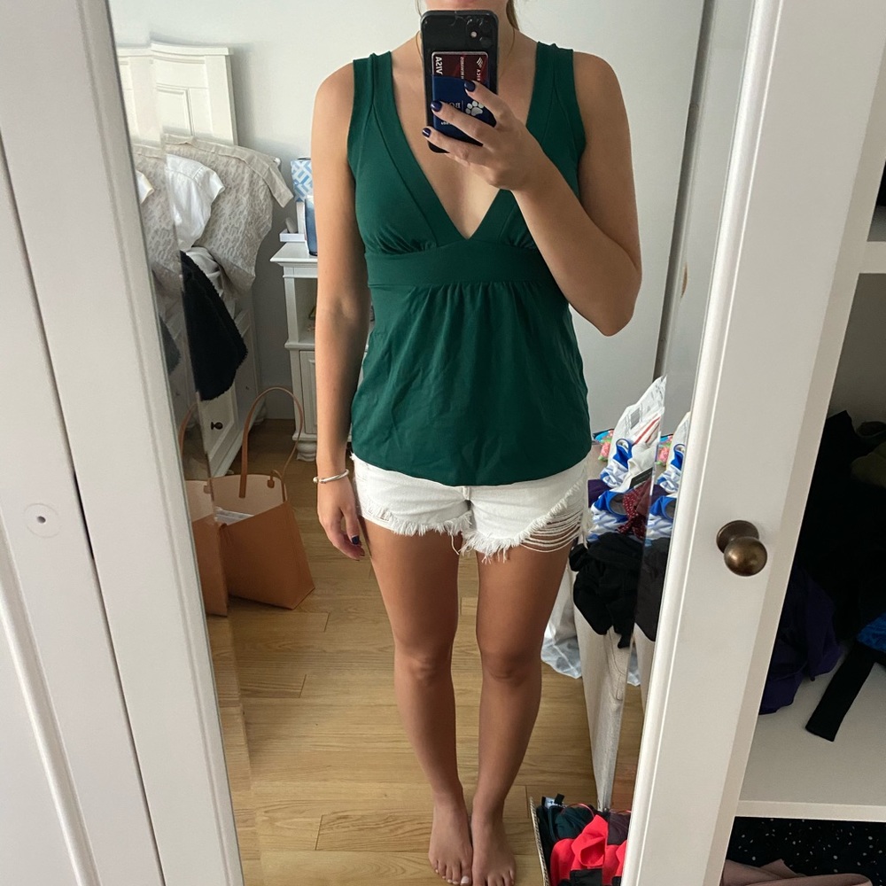 Susana Monaco dark green peplum tank top